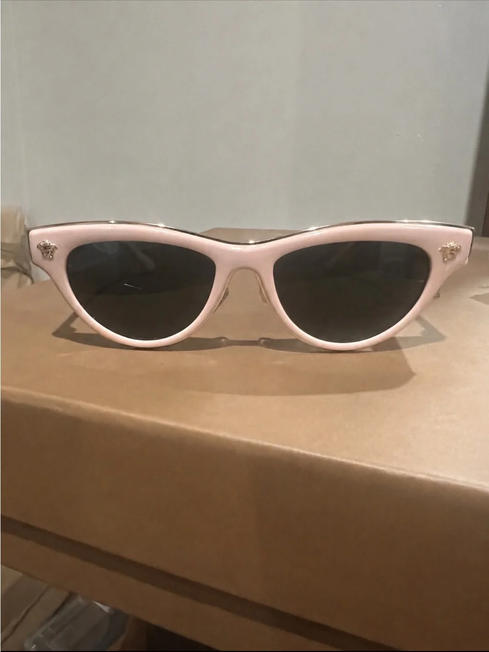 Versace Pink Cat-Eye Sunglasses with Gold Medusa Accents
